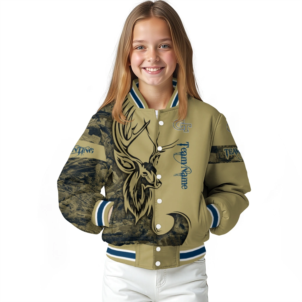 customized georgia tech yellow jackets tribal deer art gold varsity jacket top rated customized georgia tech yellow jackets tribal deer art gold varsity jacket top rated