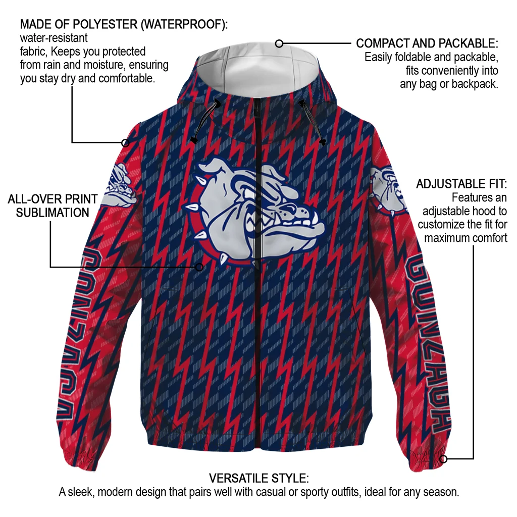 customized gonzaga bulldogs lightning strike grid blue windbreaker jacket new arrival customized gonzaga bulldogs lightning strike grid blue windbreaker jacket new arrival
