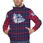 customized gonzaga bulldogs lightning strike grid blue windbreaker jacket best selling