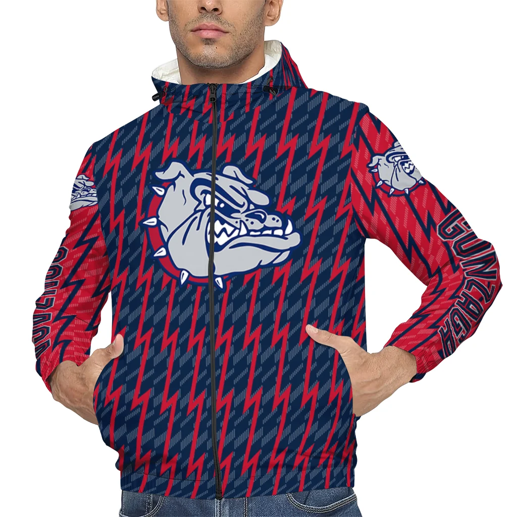 customized gonzaga bulldogs lightning strike grid blue windbreaker jacket top rated customized gonzaga bulldogs lightning strike grid blue windbreaker jacket top rated