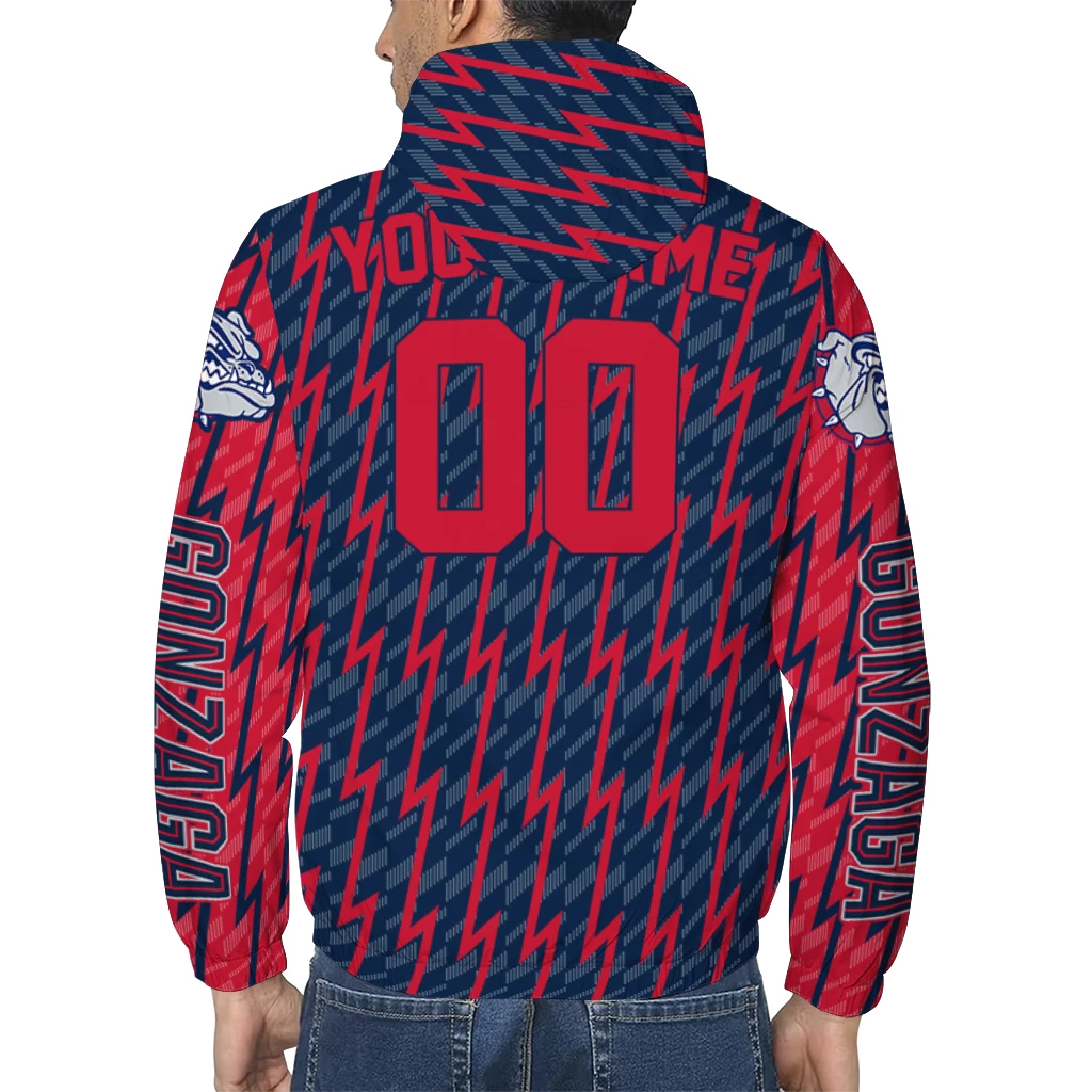 customized gonzaga bulldogs lightning strike grid blue windbreaker jacket trendy customized gonzaga bulldogs lightning strike grid blue windbreaker jacket trendy