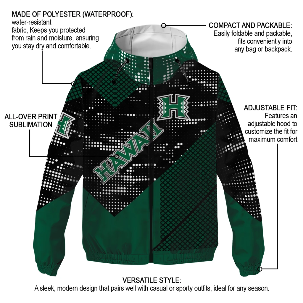 customized hawaii rainbow warriors arrow matrix green black windbreaker jacket new arrival customized hawaii rainbow warriors arrow matrix green black windbreaker jacket new arrival