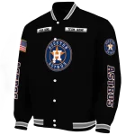 customized houston astros american flag skull black varsity jacket best selling