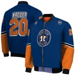 customized houston astros chevron style blue bomber jacket best selling
