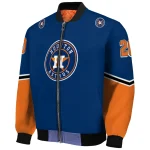 customized houston astros chevron style blue bomber jacket best selling
