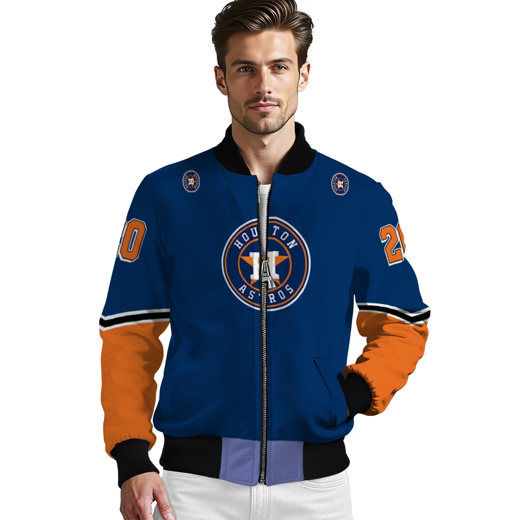 customized houston astros chevron style blue bomber jacket high quality customized houston astros chevron style blue bomber jacket high quality