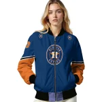 customized houston astros chevron style blue bomber jacket best selling