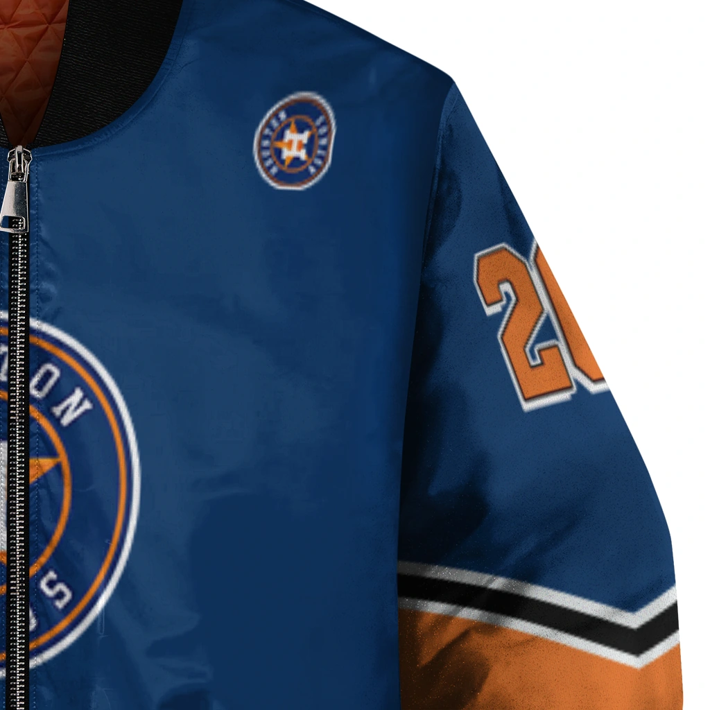 customized houston astros chevron style blue bomber jacket premium grade customized houston astros chevron style blue bomber jacket premium grade