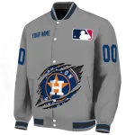 customized houston astros claw rend grey varsity jacket best selling