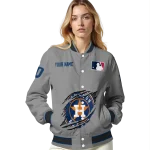customized houston astros claw rend grey varsity jacket best selling