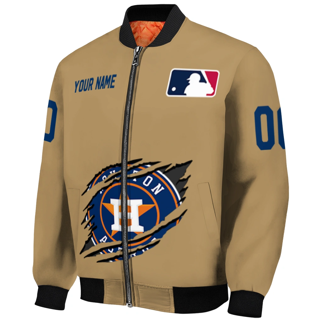customized houston astros claw swipe beige bomber jacket fashion forward customized houston astros claw swipe beige bomber jacket fashion forward