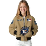 customized houston astros claw swipe beige bomber jacket best selling