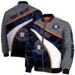 customized houston astros electric flash blue bomber jacket best selling
