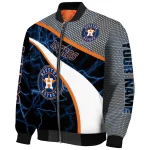 customized houston astros electric flash blue bomber jacket best selling