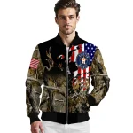 customized houston astros patriot deer camouflage bomber jacket best selling