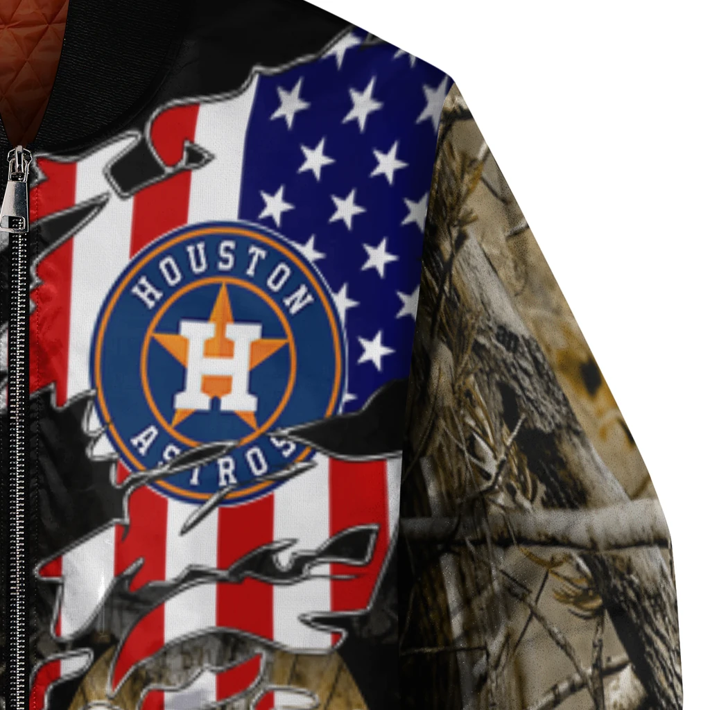 customized houston astros patriot deer camouflage bomber jacket premium grade customized houston astros patriot deer camouflage bomber jacket premium grade