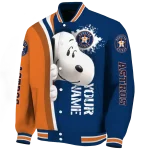 customized houston astros snoopy head blue varsity jacket best selling