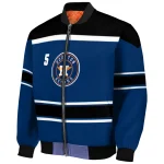 customized houston astros stripe statement blue black bomber jacket best selling