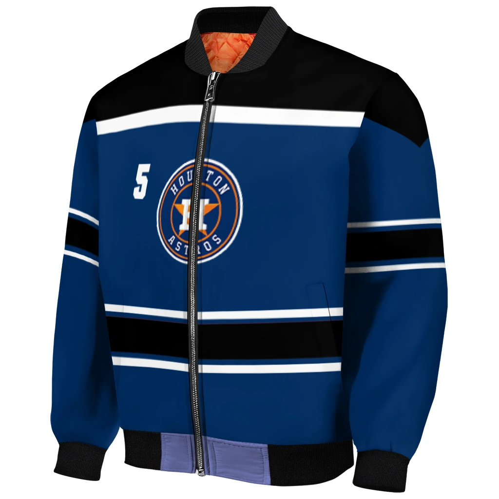 customized houston astros stripe statement blue black bomber jacket fashion forward customized houston astros stripe statement blue black bomber jacket fashion forward
