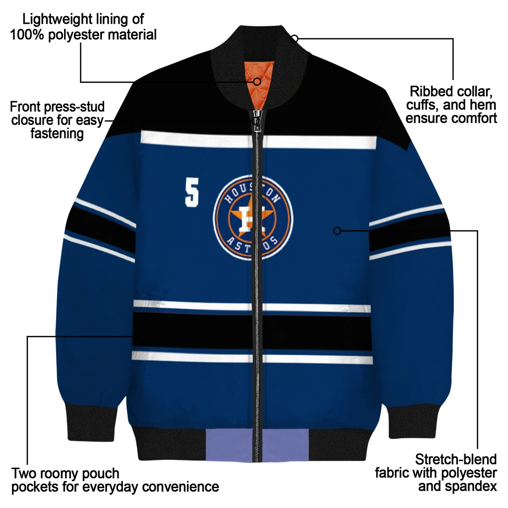 customized houston astros stripe statement blue black bomber jacket new arrival customized houston astros stripe statement blue black bomber jacket new arrival