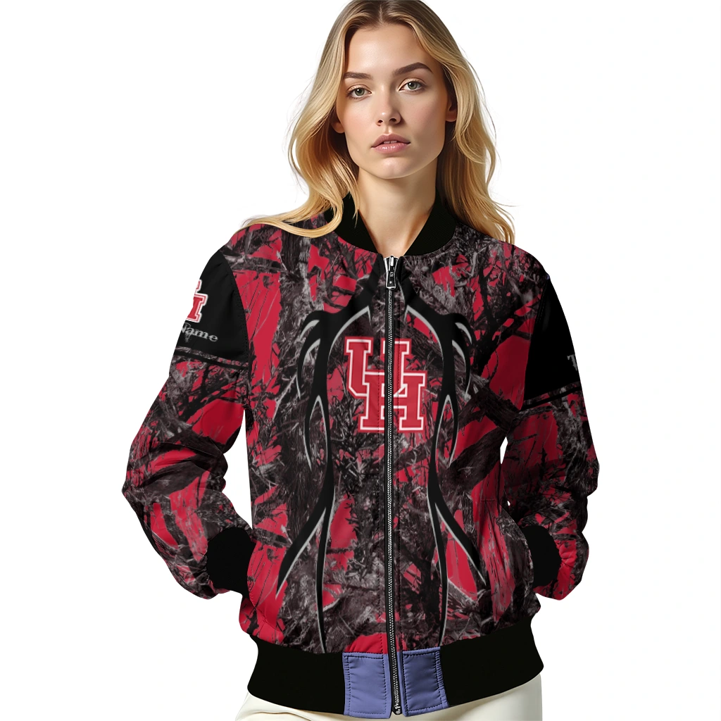customized houston cougars antlers motif red black bomber jacket latest model customized houston cougars antlers motif red black bomber jacket latest model