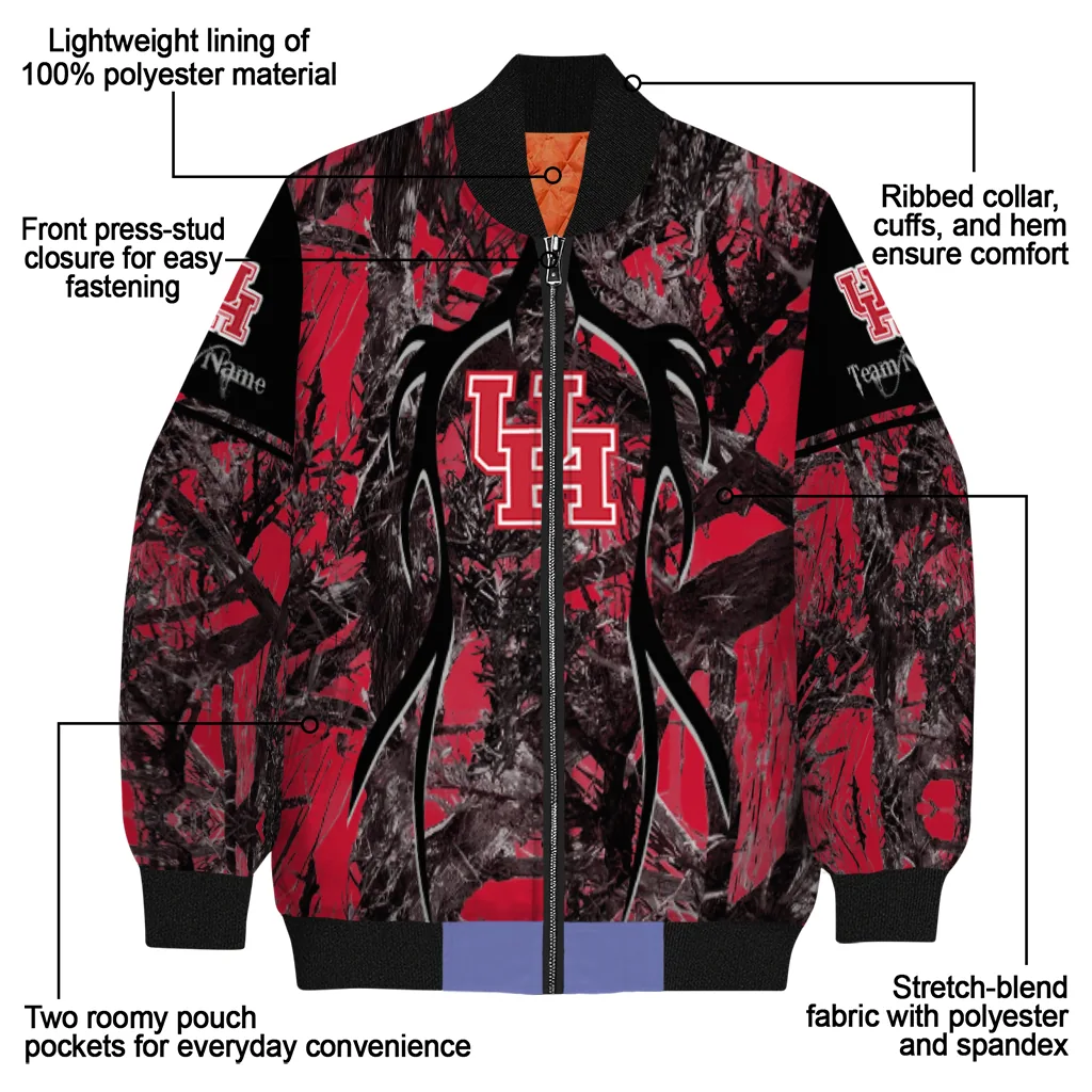 customized houston cougars antlers motif red black bomber jacket new arrival customized houston cougars antlers motif red black bomber jacket new arrival