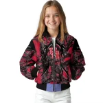 customized houston cougars antlers motif red black bomber jacket best selling