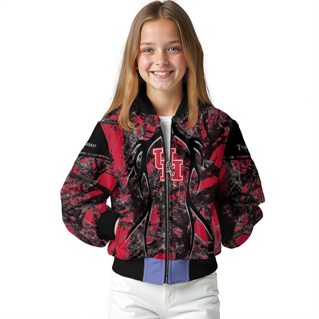 customized houston cougars antlers motif red black bomber jacket top rated customized houston cougars antlers motif red black bomber jacket top rated