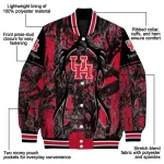 customized houston cougars antlers motif red black varsity jacket best selling