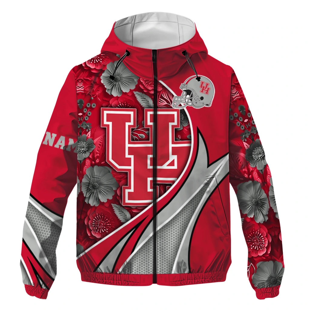 customized houston cougars blossoms helmet red windbreaker jacket best selling customized houston cougars blossoms helmet red windbreaker jacket best selling