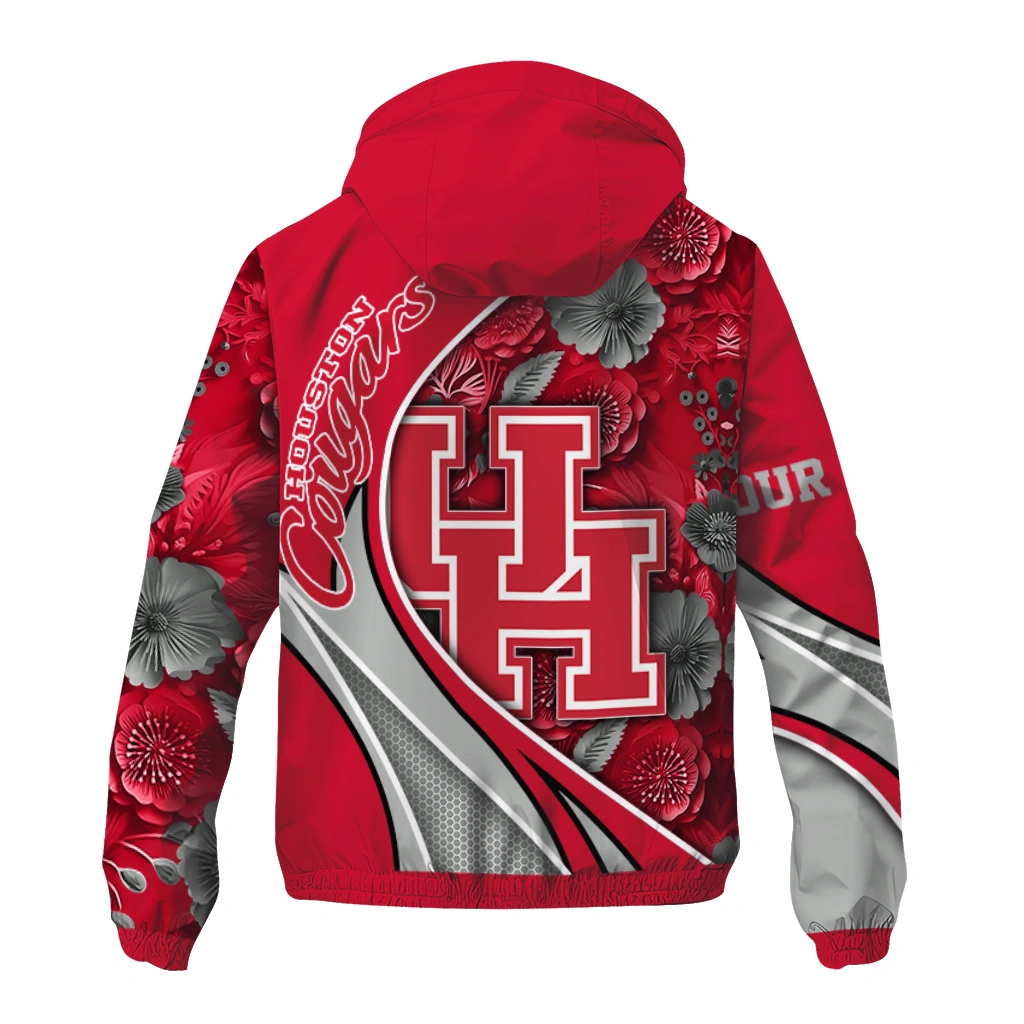 customized houston cougars blossoms helmet red windbreaker jacket fashion forward customized houston cougars blossoms helmet red windbreaker jacket fashion forward