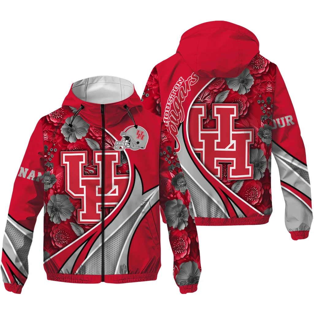 customized houston cougars blossoms helmet red windbreaker jacket high quality customized houston cougars blossoms helmet red windbreaker jacket high quality