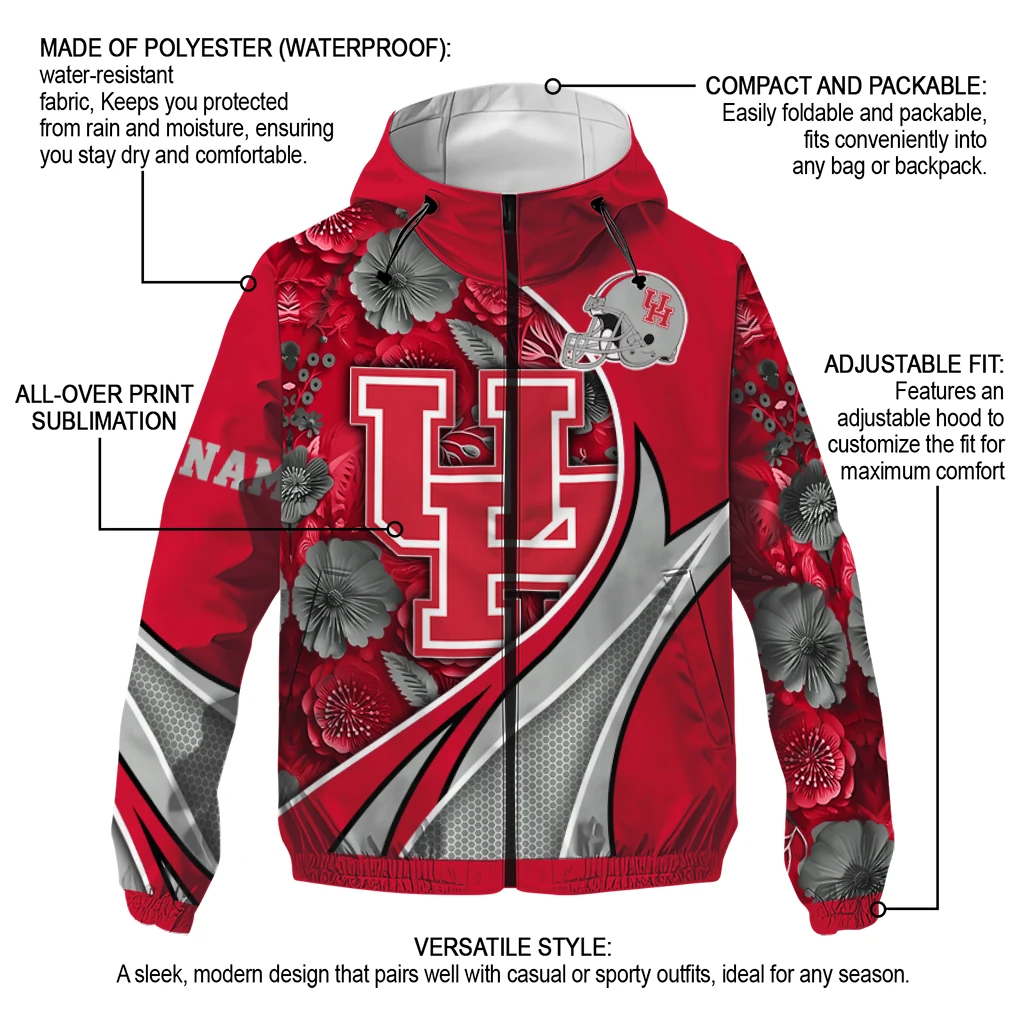 customized houston cougars blossoms helmet red windbreaker jacket new arrival customized houston cougars blossoms helmet red windbreaker jacket new arrival