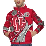 customized houston cougars blossoms helmet red windbreaker jacket best selling