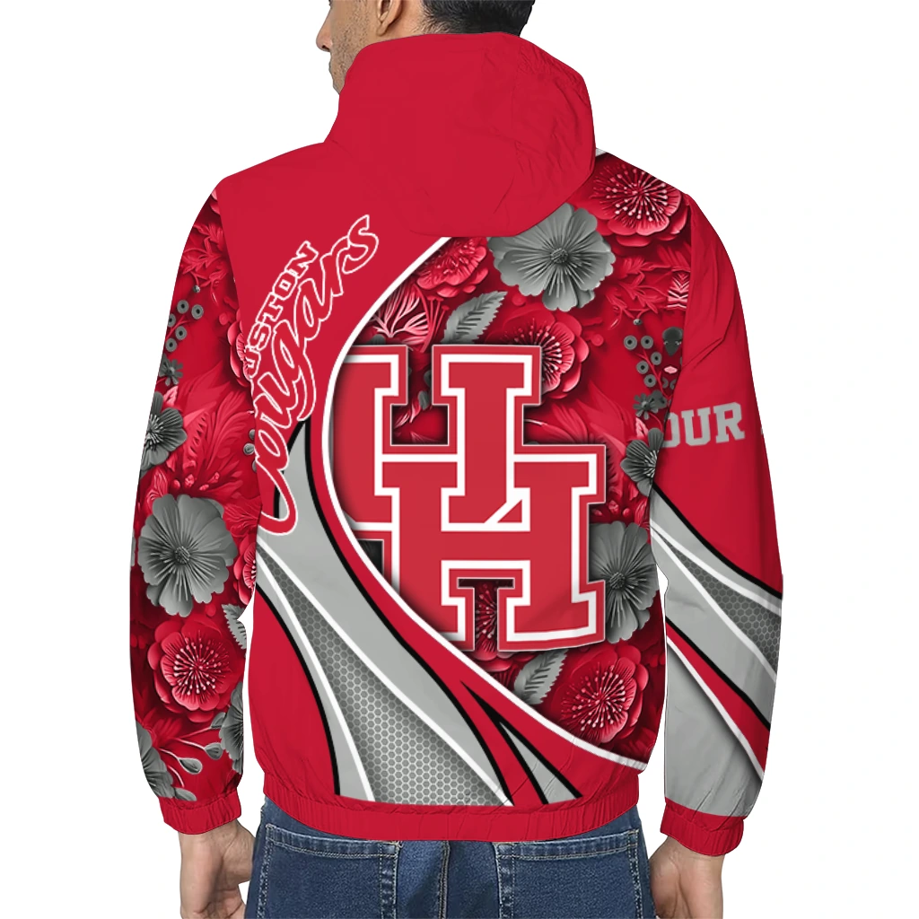 customized houston cougars blossoms helmet red windbreaker jacket trendy customized houston cougars blossoms helmet red windbreaker jacket trendy
