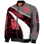 customized houston cougars electric flash red bomber jacket best selling