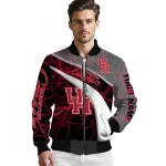 customized houston cougars electric flash red bomber jacket best selling
