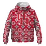 customized houston cougars geometric blossom red windbreaker jacket best selling