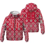 customized houston cougars geometric blossom red windbreaker jacket best selling