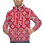 customized houston cougars geometric blossom red windbreaker jacket best selling