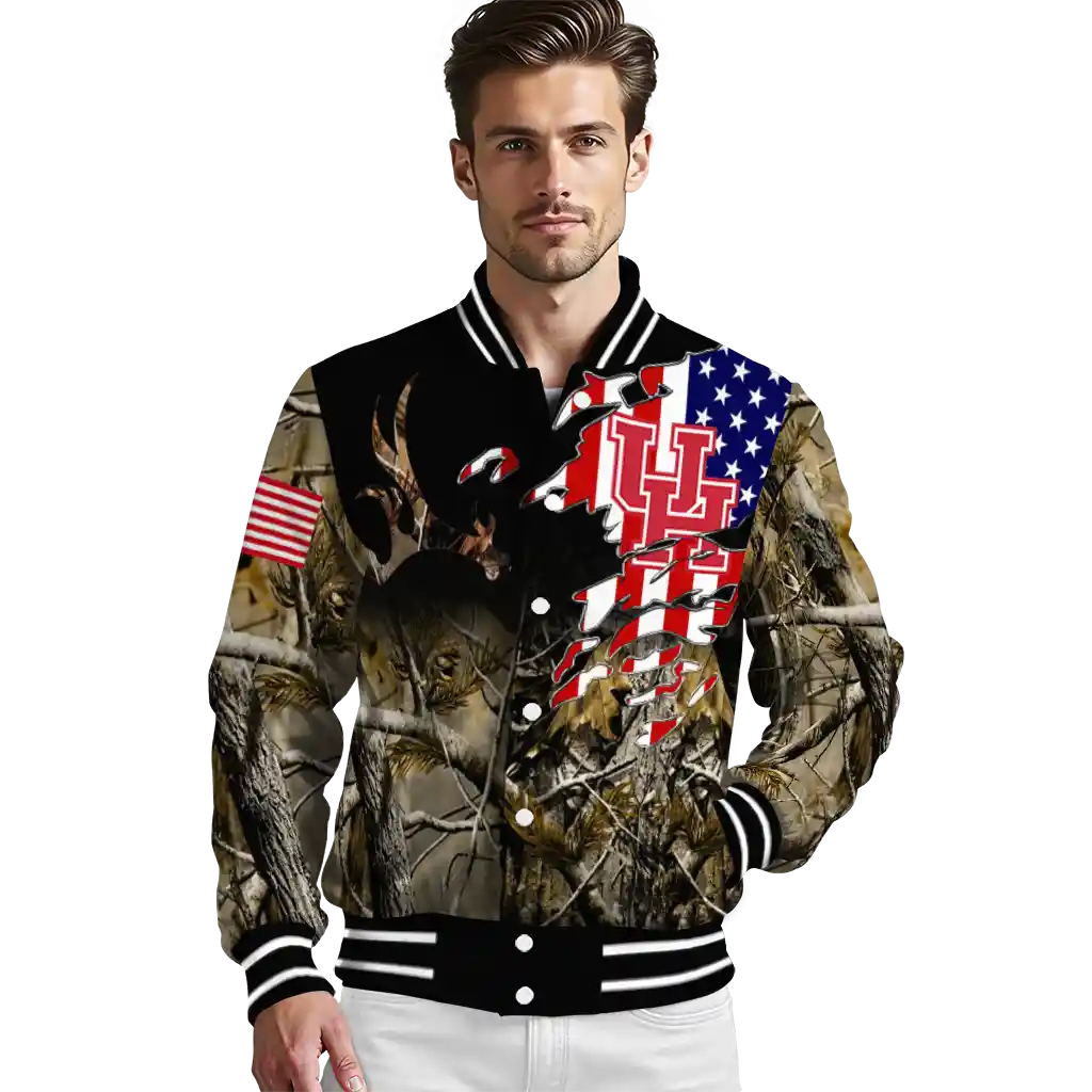 customized houston cougars patriot deer camouflage varsity jacket high quality customized houston cougars patriot deer camouflage varsity jacket high quality