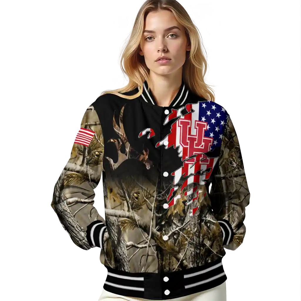 customized houston cougars patriot deer camouflage varsity jacket latest model customized houston cougars patriot deer camouflage varsity jacket latest model
