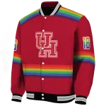 customized houston cougars rainbow jersey number red varsity jacket best selling