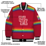 customized houston cougars rainbow jersey number red varsity jacket best selling