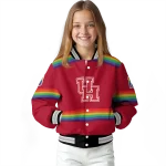 customized houston cougars rainbow jersey number red varsity jacket best selling