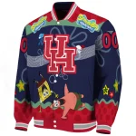 customized houston cougars spongebob playtime red blue varsity jacket best selling