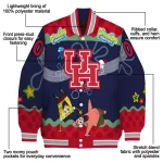 customized houston cougars spongebob playtime red blue varsity jacket best selling