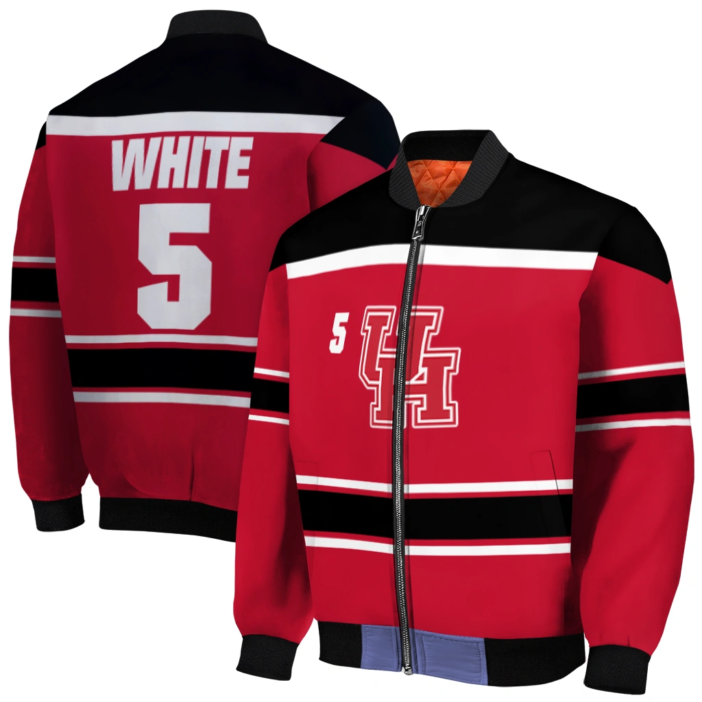 customized houston cougars stripe statement red black bomber jacket best selling customized houston cougars stripe statement red black bomber jacket best selling