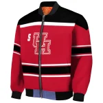 customized houston cougars stripe statement red black bomber jacket best selling