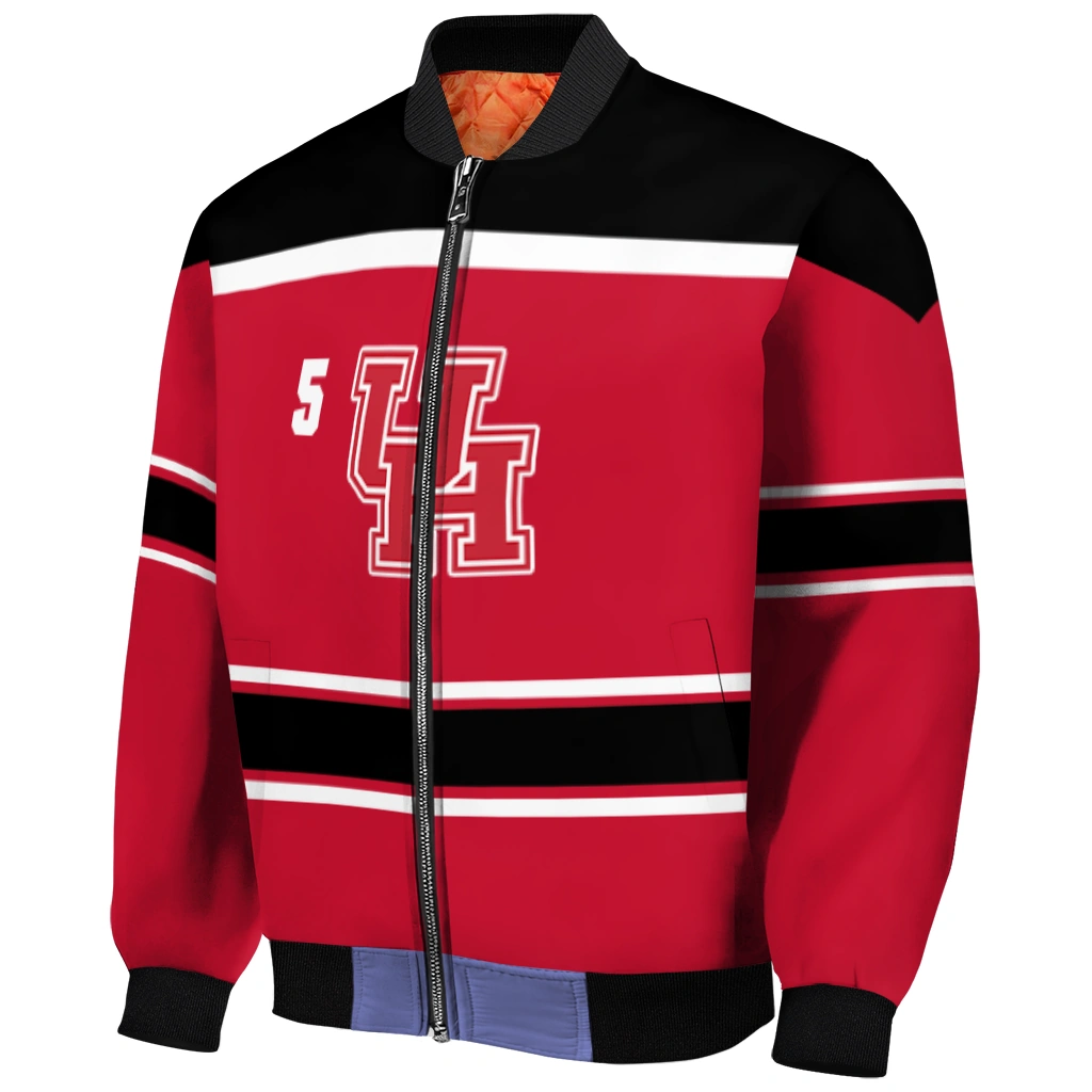 customized houston cougars stripe statement red black bomber jacket fashion forward customized houston cougars stripe statement red black bomber jacket fashion forward
